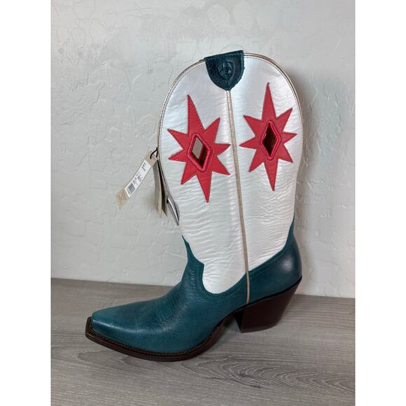 Ariat Starlight Western Boots Turquoise/Pearly White Star Accent Womens 8 NWT - Picture 2 of 10